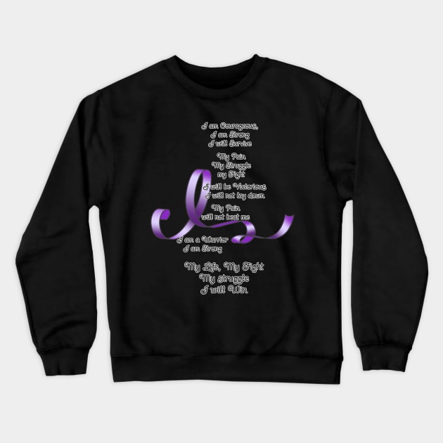 Purple Ribbon Awareness Poem Crewneck Sweatshirt by AlondraHanley